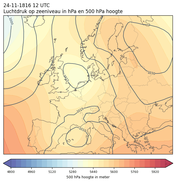Weerkaart van 24 november 1816 om 12 UTC
