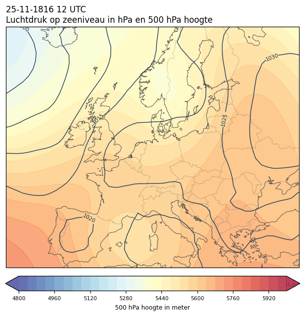 Weerkaart van 25 november 1816 om 12 UTC