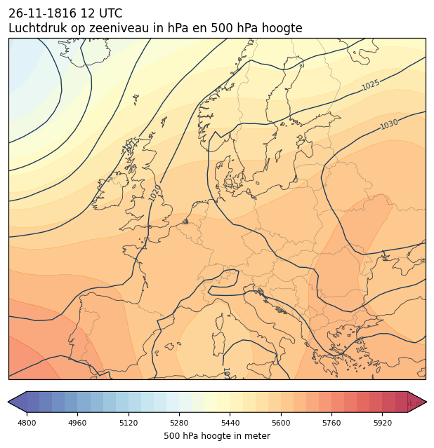 Weerkaart van 26 november 1816 om 12 UTC