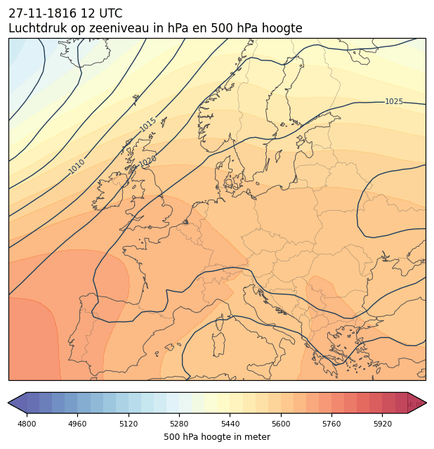 Weerkaart van 27 november 1816 om 12 UTC