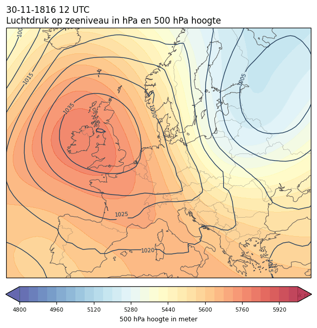Weerkaart van 30 november 1816 om 12 UTC