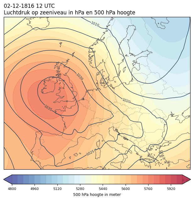 Weerkaart van 2 december 1816 om 12 UTC