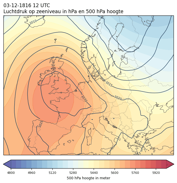 Weerkaart van 3 december 1816 om 12 UTC