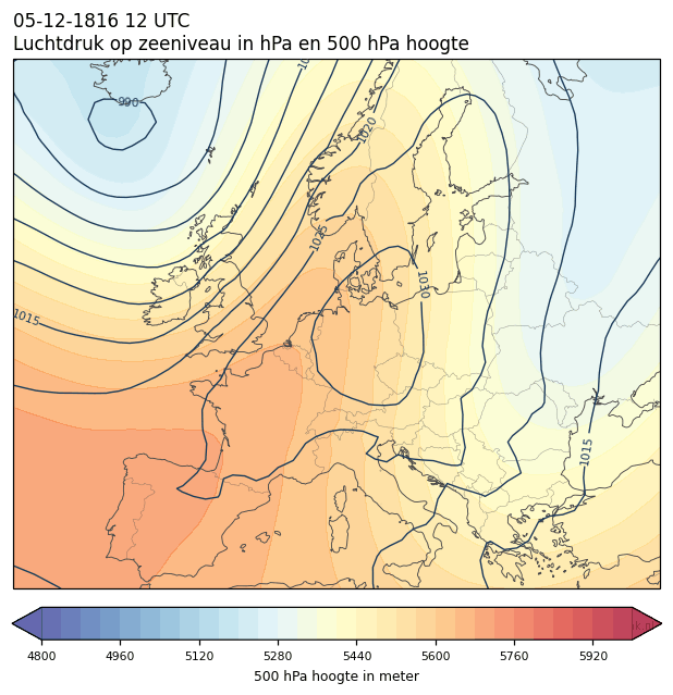 Weerkaart van 5 december 1816 om 12 UTC