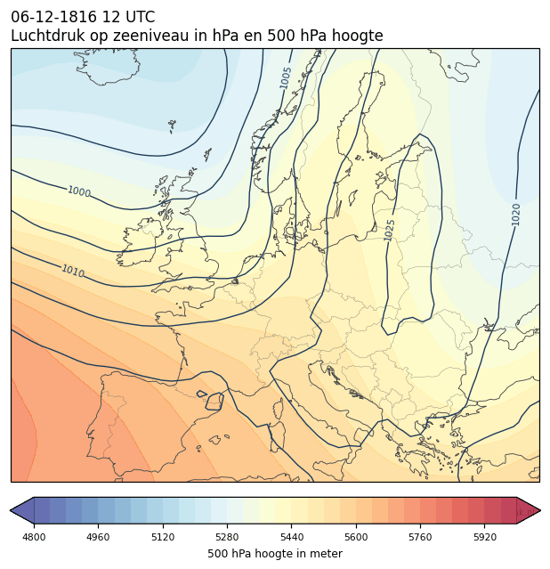 Weerkaart van 6 december 1816 om 12 UTC