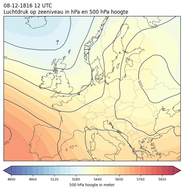Weerkaart van 8 december 1816 om 12 UTC