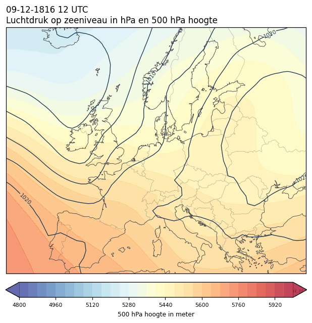 Weerkaart van 9 december 1816 om 12 UTC