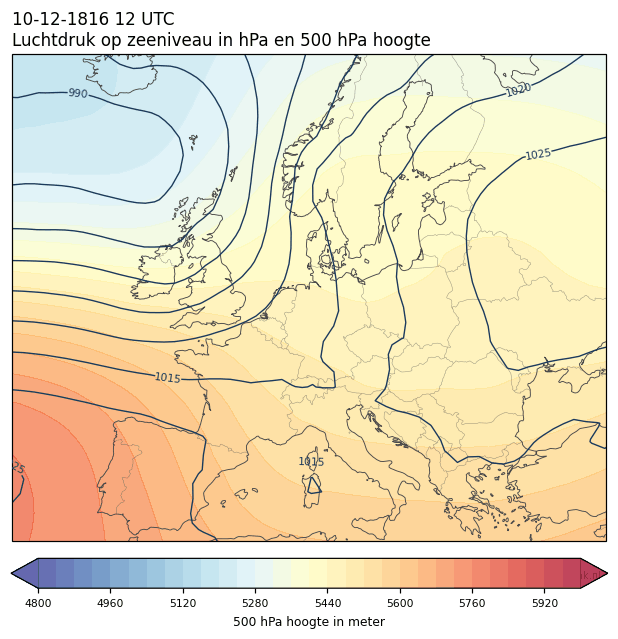 Weerkaart van 10 december 1816 om 12 UTC