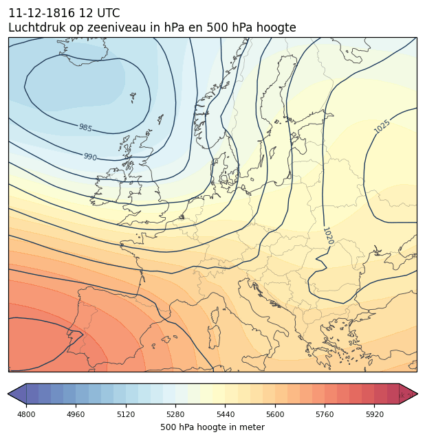 Weerkaart van 11 december 1816 om 12 UTC