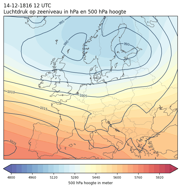 Weerkaart van 14 december 1816 om 12 UTC