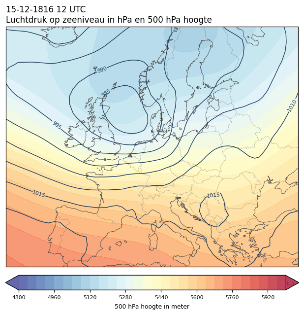 Weerkaart van 15 december 1816 om 12 UTC