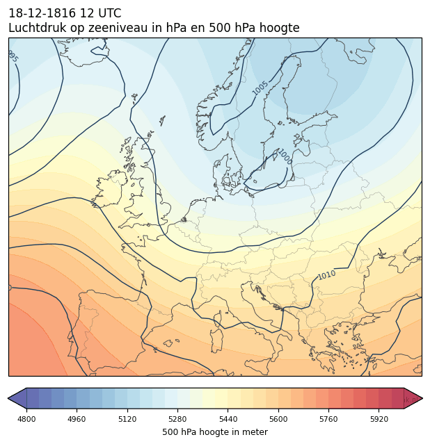 Weerkaart van 18 december 1816 om 12 UTC