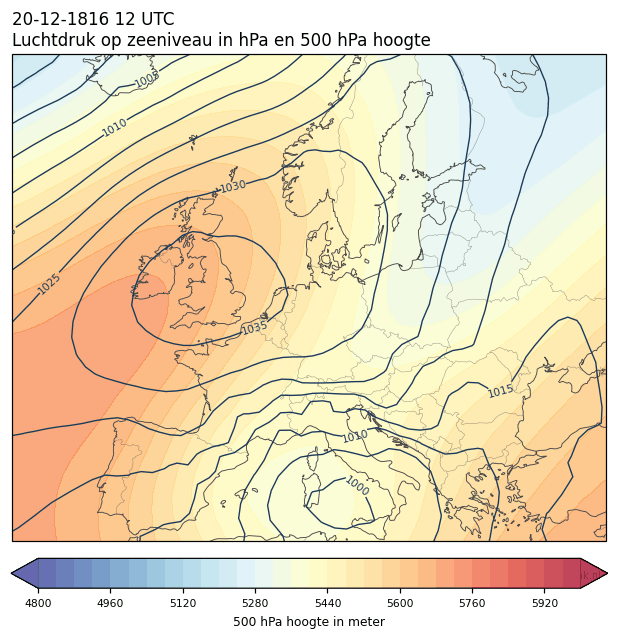 Weerkaart van 20 december 1816 om 12 UTC