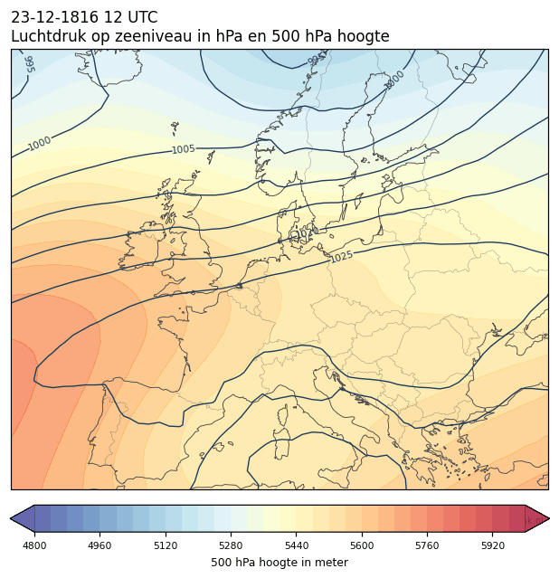 Weerkaart van 23 december 1816 om 12 UTC