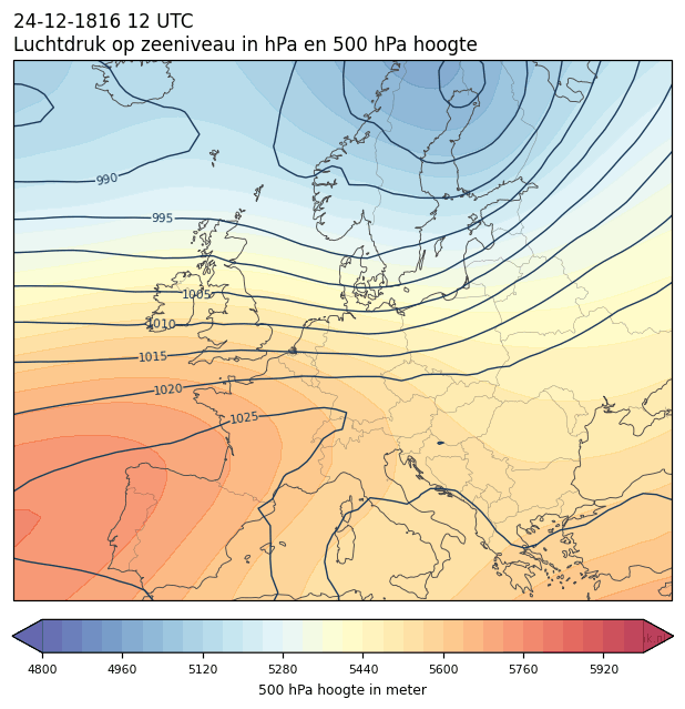 Weerkaart van 24 december 1816 om 12 UTC