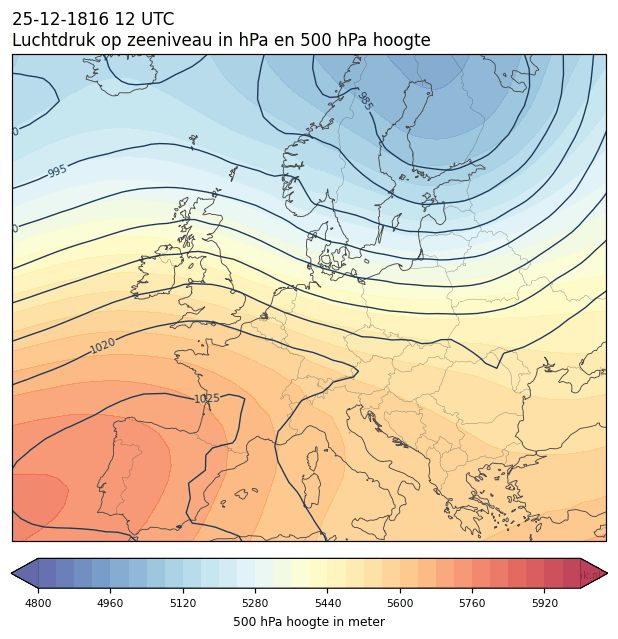 Weerkaart van 25 december 1816 om 12 UTC