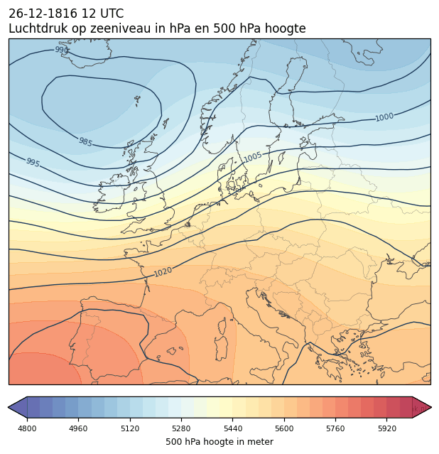 Weerkaart van 26 december 1816 om 12 UTC