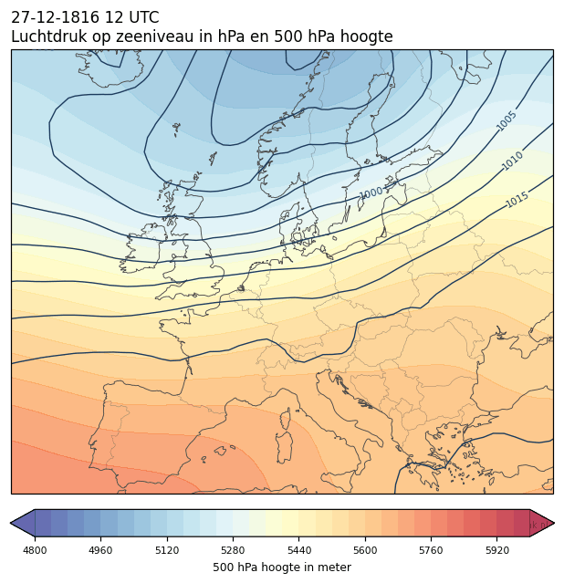 Weerkaart van 27 december 1816 om 12 UTC