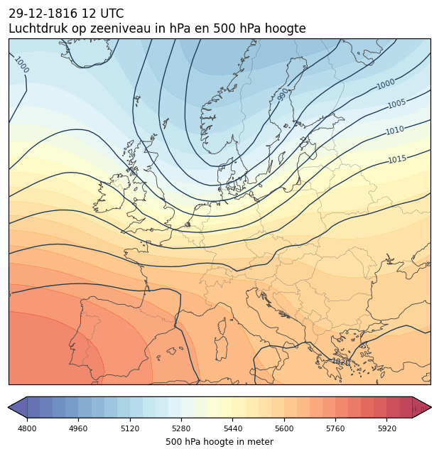 Weerkaart van 29 december 1816 om 12 UTC