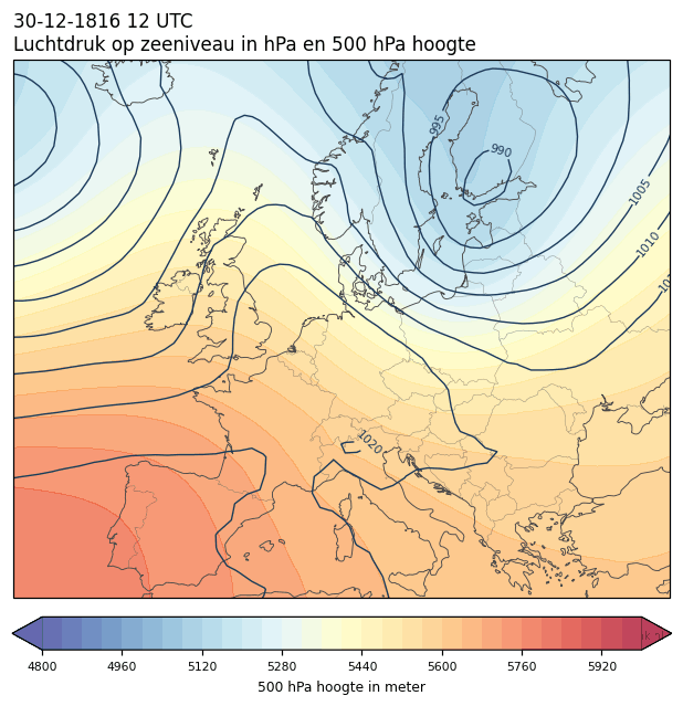 Weerkaart van 30 december 1816 om 12 UTC