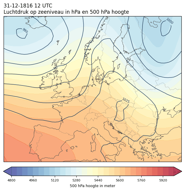 Weerkaart van 31 december 1816 om 12 UTC