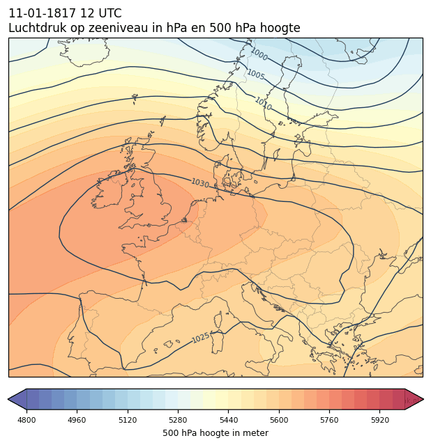 Weerkaart van 11 januari 1817 om 12 UTC