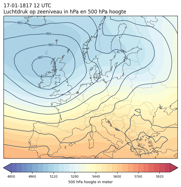 Weerkaart van 17 januari 1817 om 12 UTC