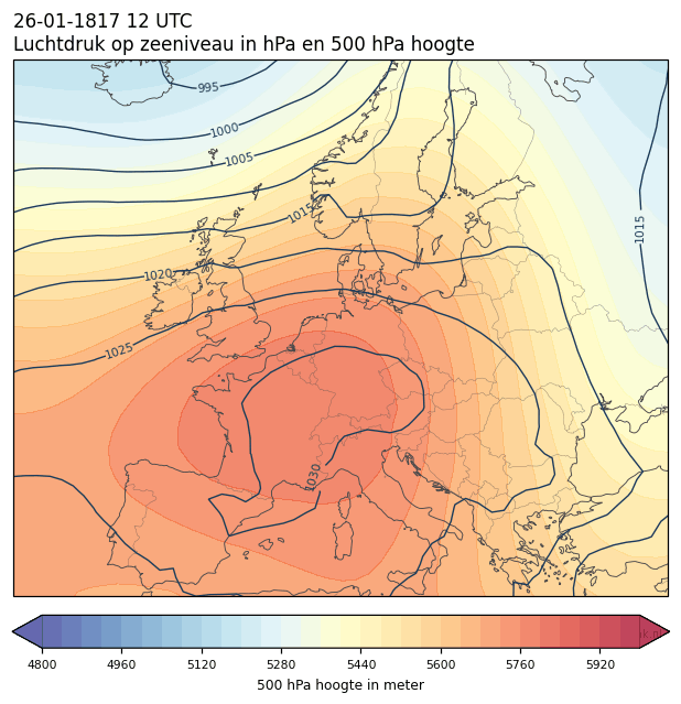 Weerkaart van 26 januari 1817 om 12 UTC