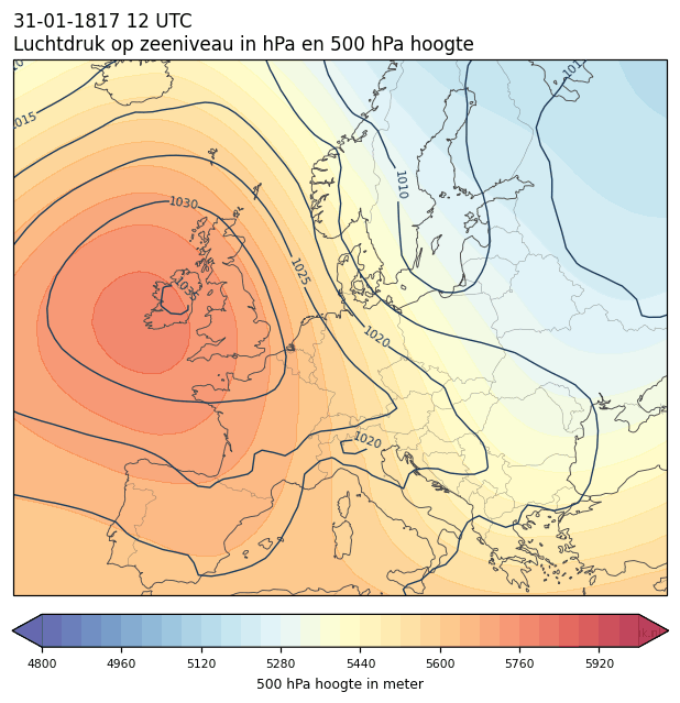Weerkaart van 31 januari 1817 om 12 UTC