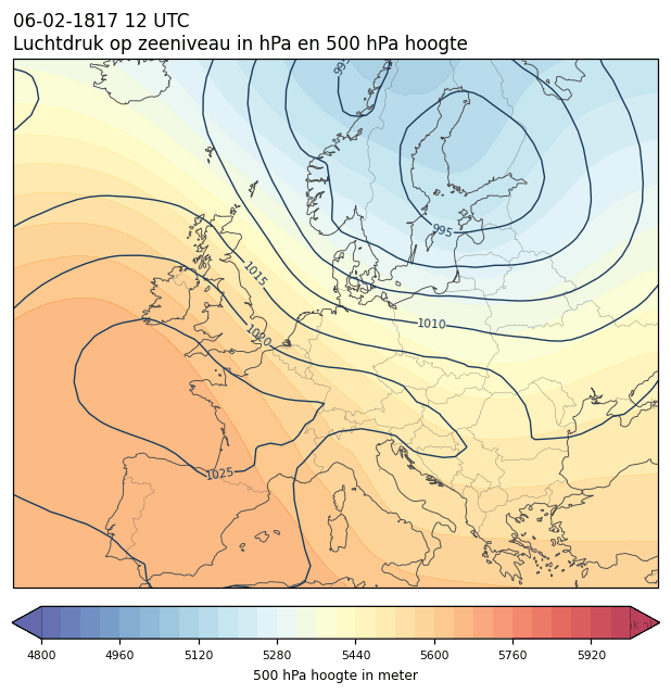 Weerkaart van 6 februari 1817 om 12 UTC