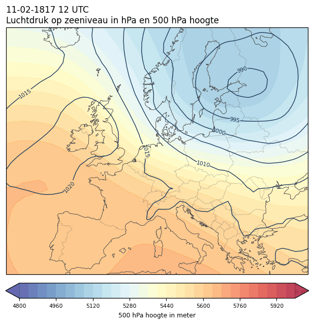 Weerkaart van 11 februari 1817 om 12 UTC