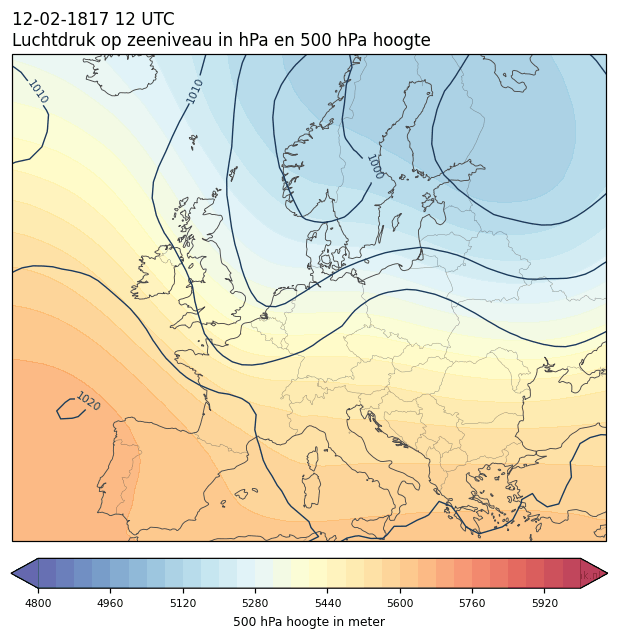 Weerkaart van 12 februari 1817 om 12 UTC
