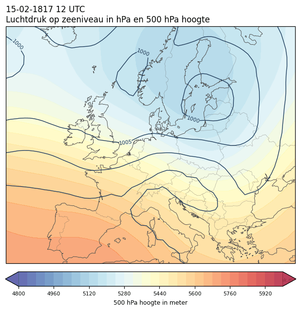 Weerkaart van 15 februari 1817 om 12 UTC