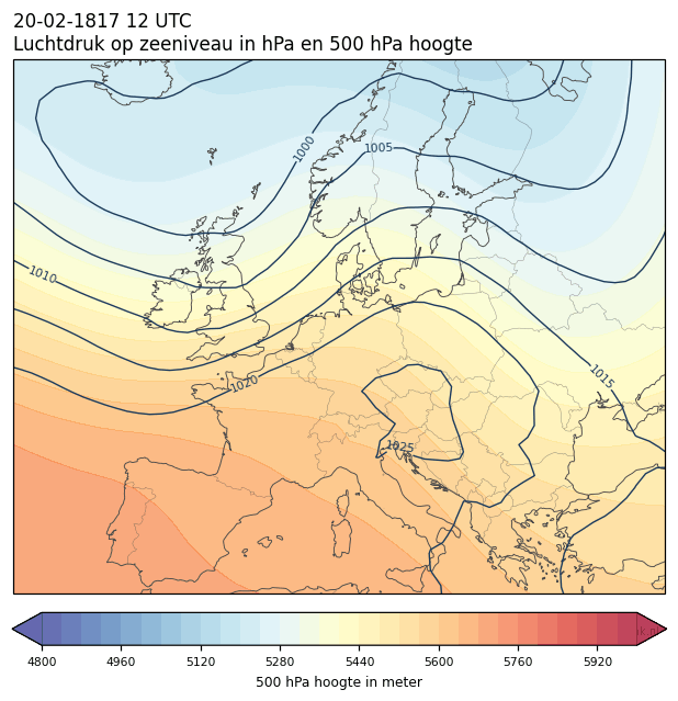Weerkaart van 20 februari 1817 om 12 UTC
