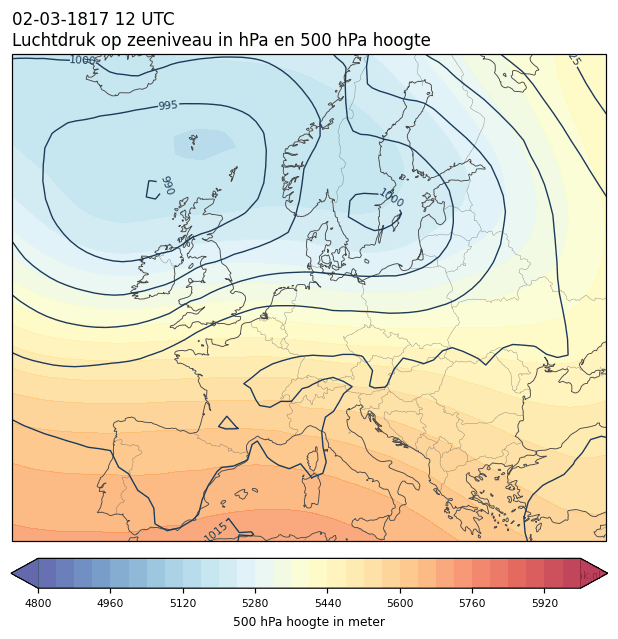 Weerkaart van 2 maart 1817 om 12 UTC