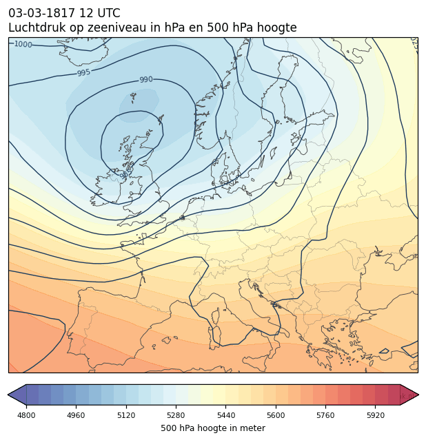 Weerkaart van 3 maart 1817 om 12 UTC