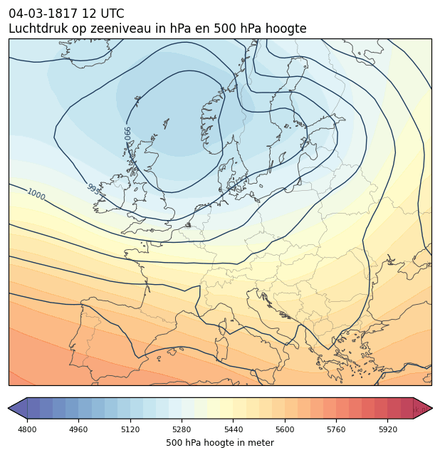 Weerkaart van 4 maart 1817 om 12 UTC