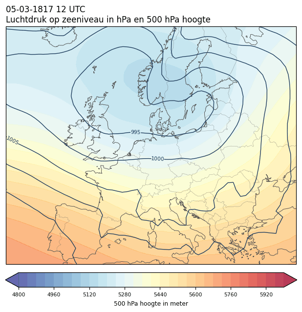 Weerkaart van 5 maart 1817 om 12 UTC