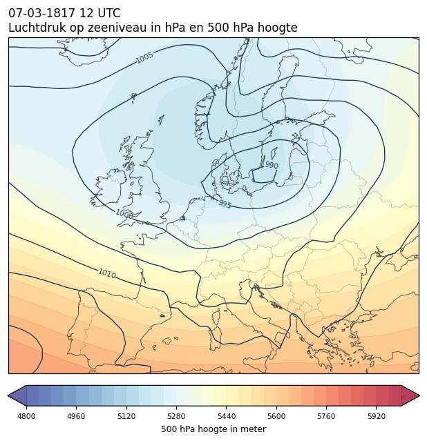 Weerkaart van 7 maart 1817 om 12 UTC