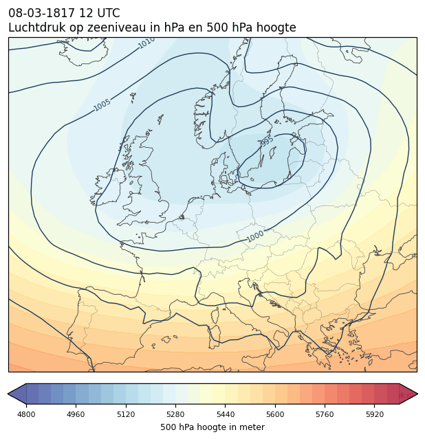 Weerkaart van 8 maart 1817 om 12 UTC