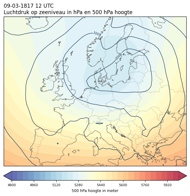 Weerkaart van 9 maart 1817 om 12 UTC