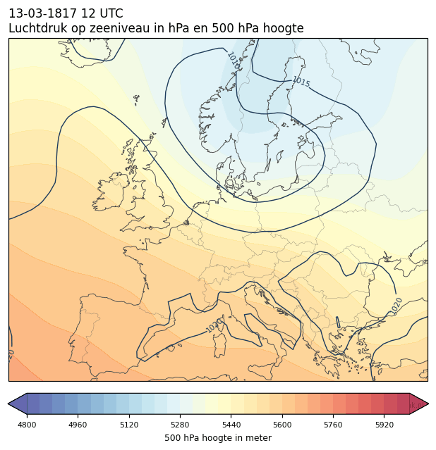 Weerkaart van 13 maart 1817 om 12 UTC