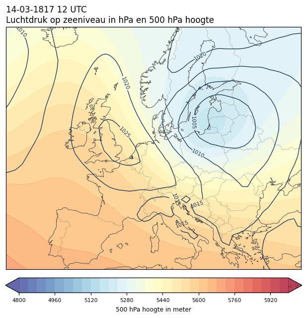 Weerkaart van 14 maart 1817 om 12 UTC