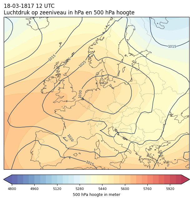 Weerkaart van 18 maart 1817 om 12 UTC