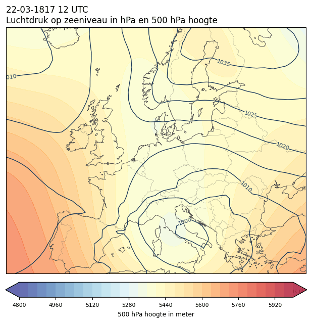 Weerkaart van 22 maart 1817 om 12 UTC