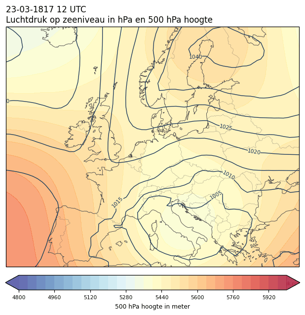Weerkaart van 23 maart 1817 om 12 UTC