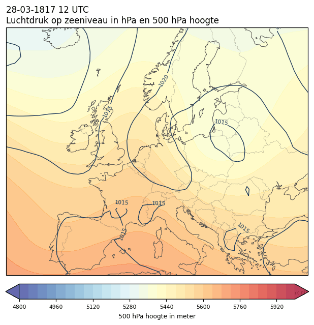 Weerkaart van 28 maart 1817 om 12 UTC