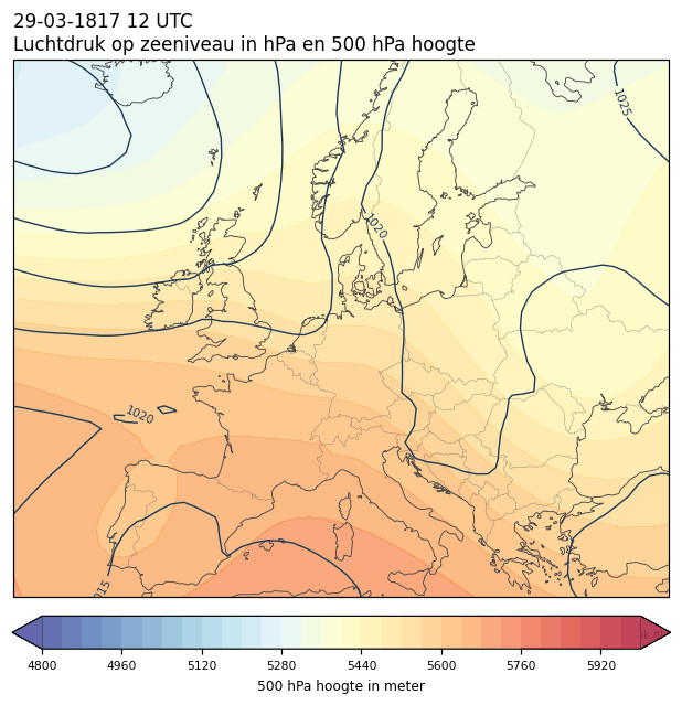 Weerkaart van 29 maart 1817 om 12 UTC