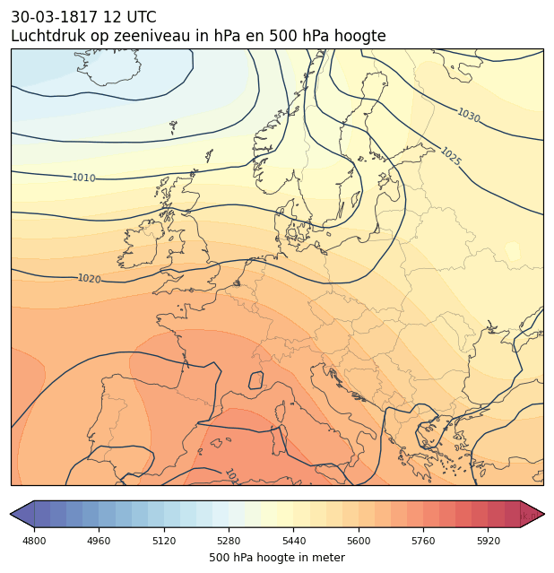 Weerkaart van 30 maart 1817 om 12 UTC