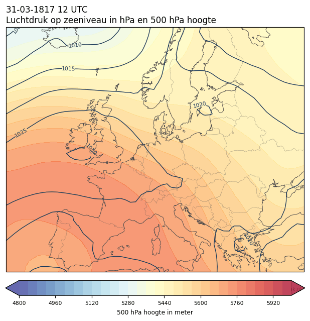 Weerkaart van 31 maart 1817 om 12 UTC